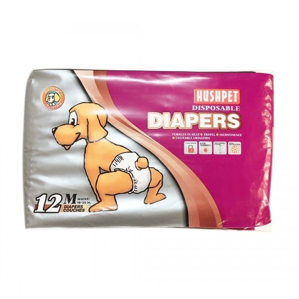 Подгузники Hush Pet для собак трехслойные Diapers M 12 шт./уп.