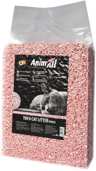 Наполнитель для кошачьего туалета AnimAll Tofu с ароматом персика 2,6 кг (6 л)