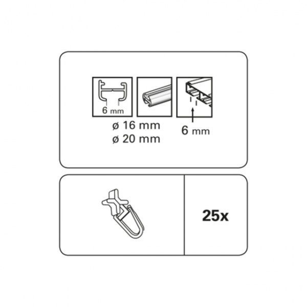 Гачки Gardinia для штанги 25 шт. 4974 набірний білий 