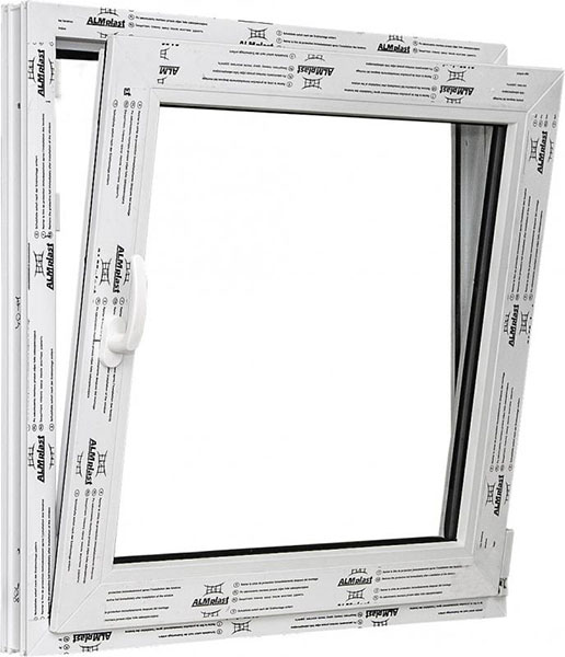 Окно поворотно-откидное ALMplast 60 1000x1000 мм правое