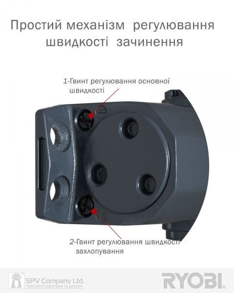Доводчик дверний RYOBI 9903 сірий антрацит 65 кг