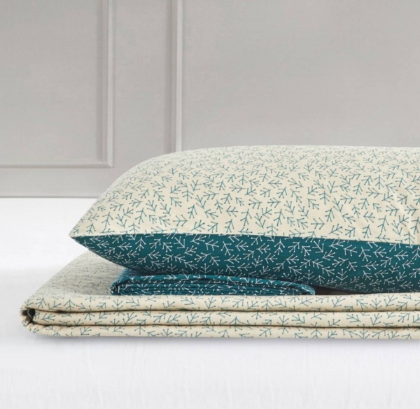 Комплект постільної білизни Mineo сімейний бежевий із зеленим La Nuit 