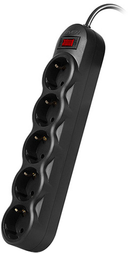 Фільтр-подовжувач Sven із заземленням 5 гн. чорний 5 м SF-05L 5.0м (5 розеток), black 