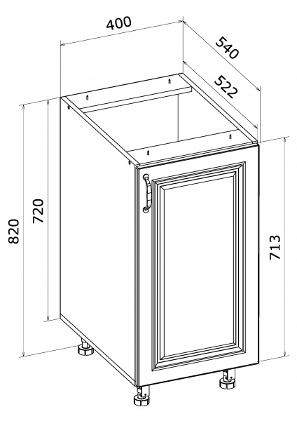 Тумба нижня МС Глорія Н 40х82х54 см білий/дуб артізан Грейд