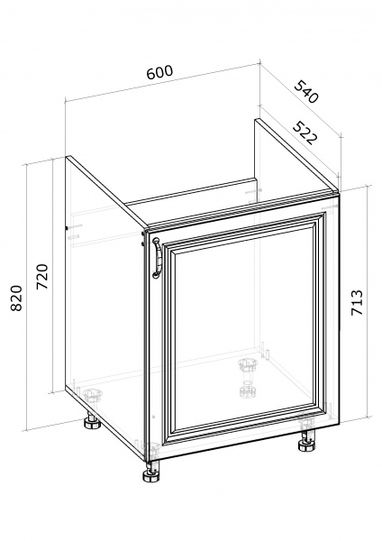 Тумба нижняя Грейд МС Глория Нм (1ф) 600x820x540 мм белый 