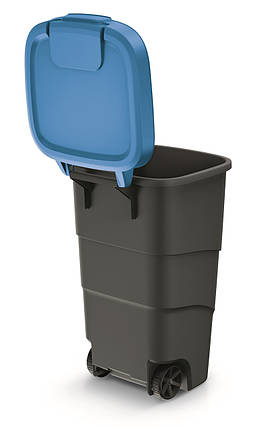 Бак для сміття з кришкою Prosperplast 110 л чорний/синій