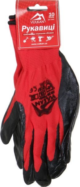 Перчатки Vulkan вампирки черно-красные с покрытием латекс XL (10) 70483