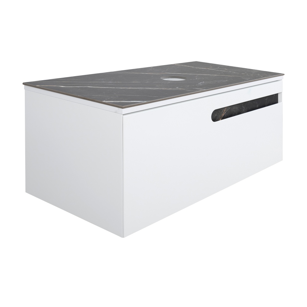 Тумба під умивальник Aqua Rodos OSTIN білий мат зі стільницею керамограніт Namibia Black 90 см