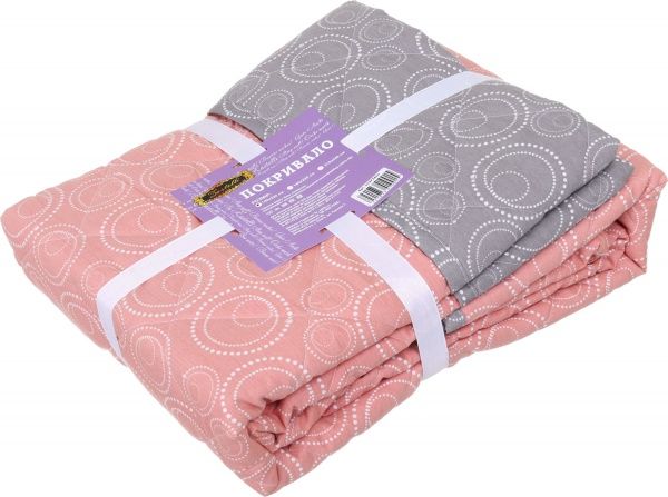 Покривало 140x220 см Zastelli сірий з персиковим 