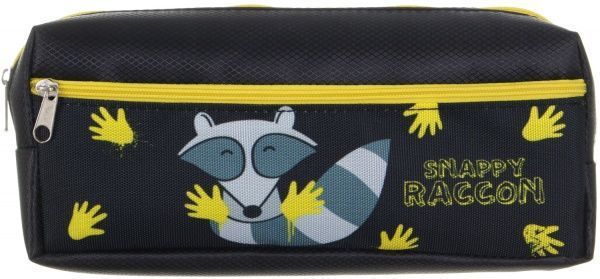 Пенал школьный на два отделения Snappy Raccon черно-желтый
