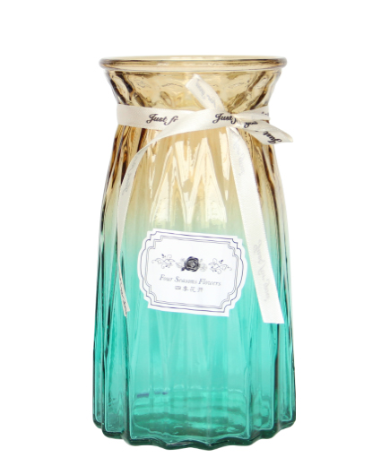 Ваза скляна Crystal Cindy (83210414261) 19 см жовто-зелена 