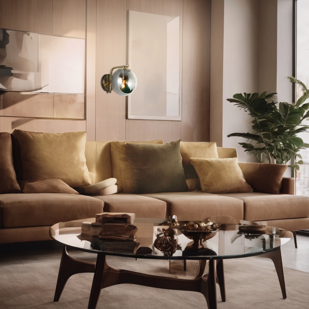 Бра Miorro Divina метал/скло 1x40 Вт E14 латунь 51-311-007