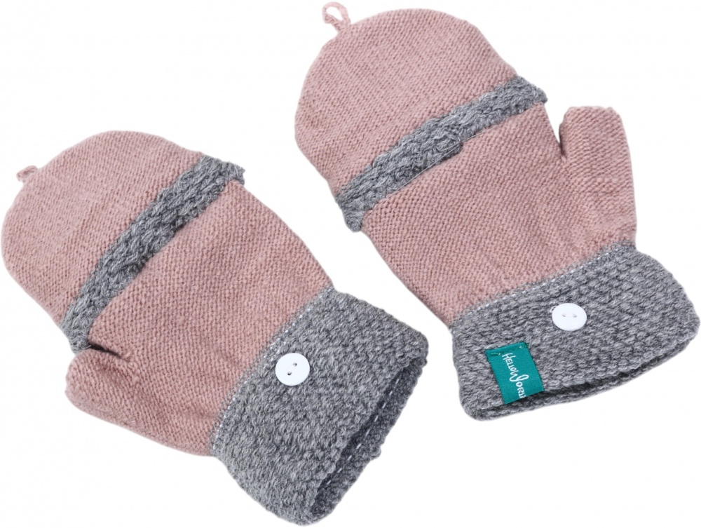 Рукавицы HW без пальчиков с откидной перчаткой для девочек р.12-14 /розовый