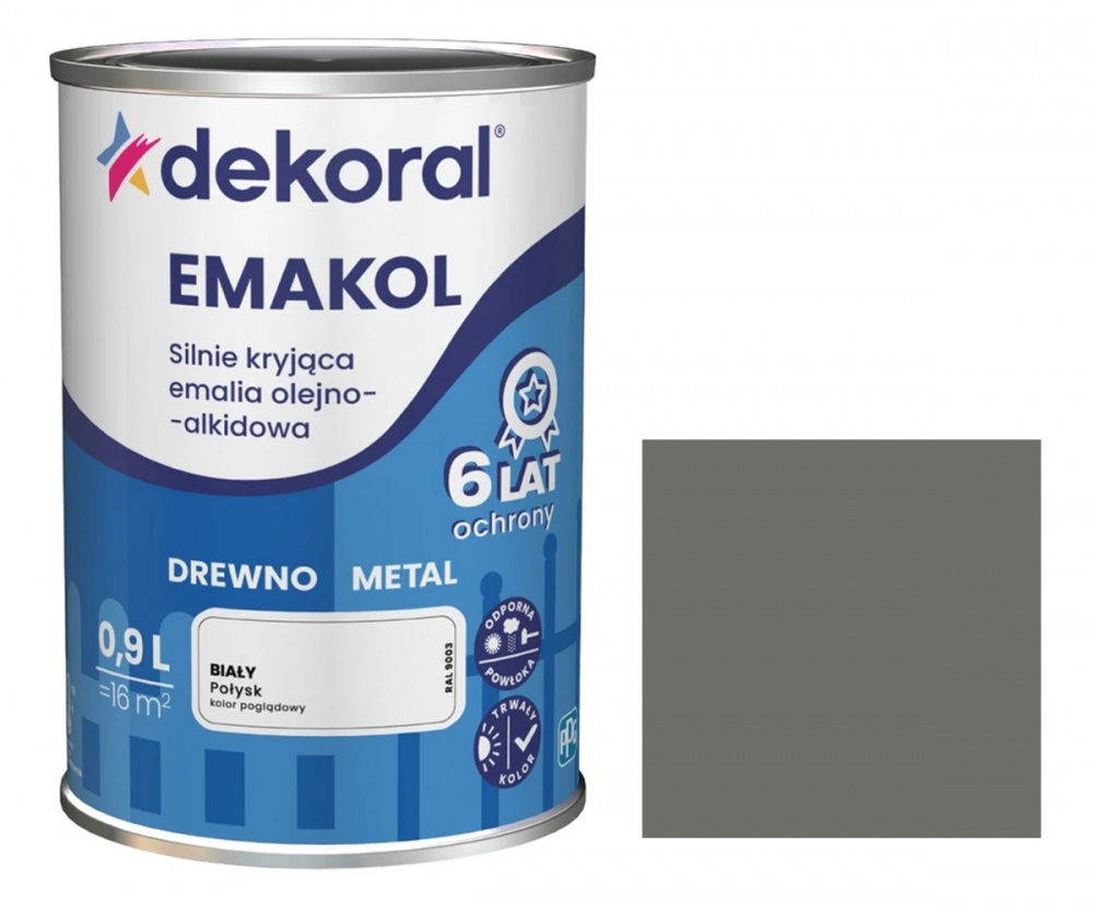 Емаль алкідна Dekoral Емаколь сірий світлий глянець 0,9л