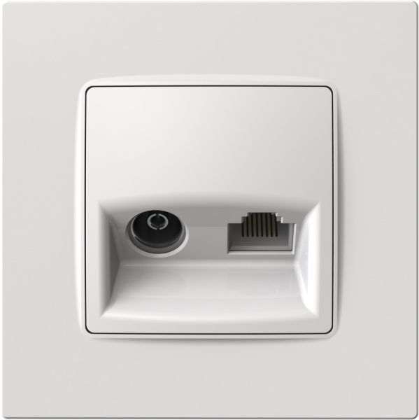Розетка TV+RJ45 оконечная двойная Plank Electrotechnic Classic/Nordic белый PLK0911031