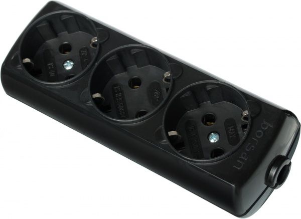 Колодка Borsan с заземлением 3 гн. черный BR.1553-0