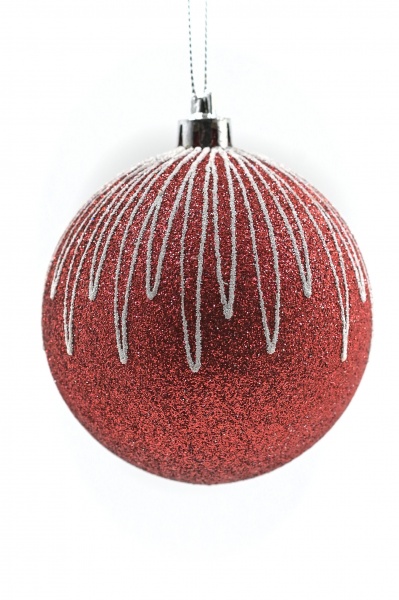 Куля новорічна Подарунок 100 мм червоний 6353