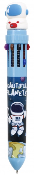 Ручка шариковая на 10 цветов космонавт 