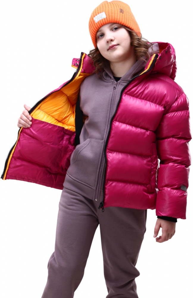 Куртка-пуховик унісекс Luna Kids р.140 рожевий із помаранчевим 203MHAA008