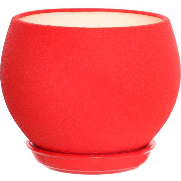 Горшок керамический Ориана-Запорожкерамика Шар шелк круглый 4,1л красный 