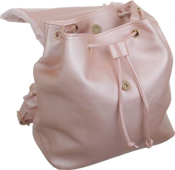 Рюкзак пушистый Soft Touch вушка котика, рожевий