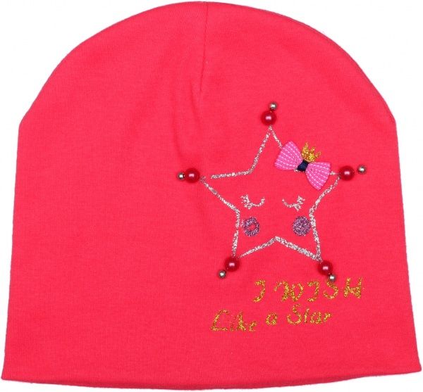 Шапочка дитяча для дівчинки Kraft 302-Т р.48-50 кораловий 