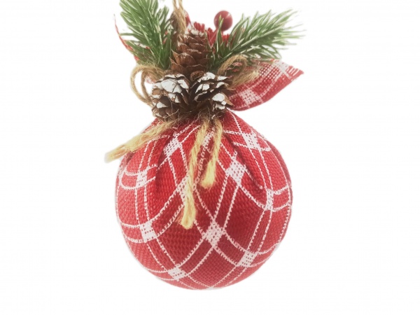 Декоративна підвіска Куля з декором 8 см червоний HL21G-38