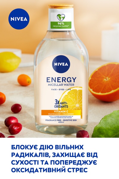 Мицеллярная вода Nivea Energy с антиоксидантами 400 мл