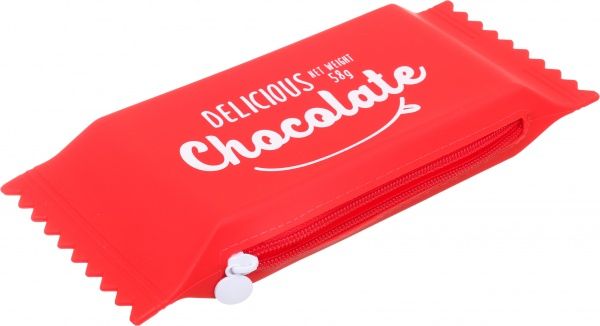 Пенал силиконовый Шоколад, 23,5х8х3,5 см красный