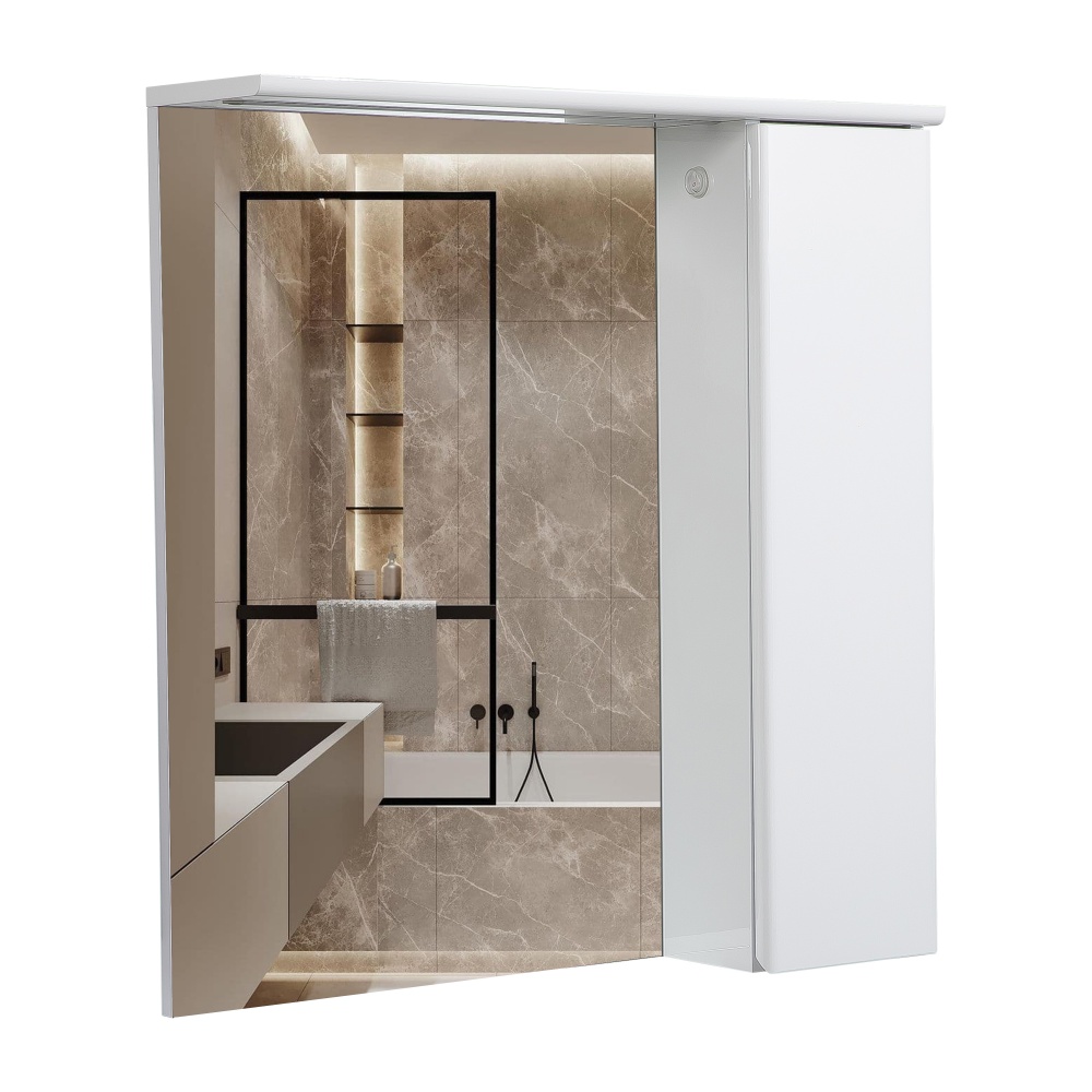 Зеркало со шкафчиком Aqua Rodos LEO 70 белый глянец