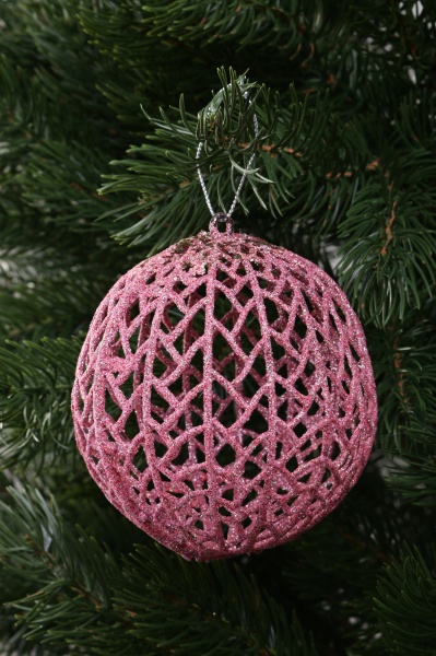 Куля новорічна HFK722P d 100 мм рожевий