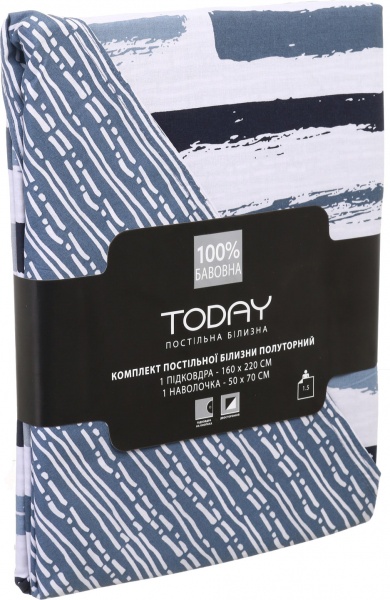 Комплект постельного белья Brest полуторный серый с белым Today (без простыни)