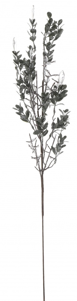 Декорація новорічна гілка спадаюча з листям і кристаликами 63 см EYC21220