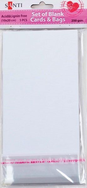 Набір 5 шт. білих текстурованих заготовок для листівок 10 см*20 см 250 г/м2 