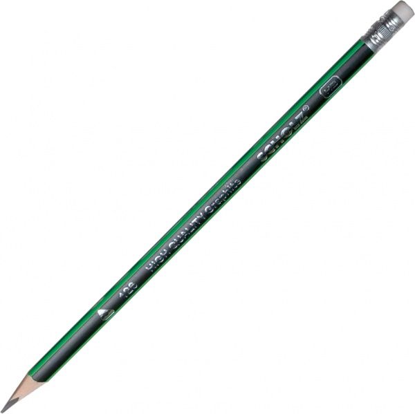 Карандаш графитный НВ с ластиком треугольный черно-неоновый 126 SOZ SCHOLZ