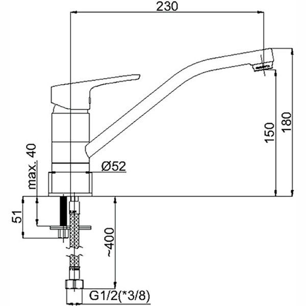 Змішувач для умивальника Rubineta Uno-20 (BK) N00061