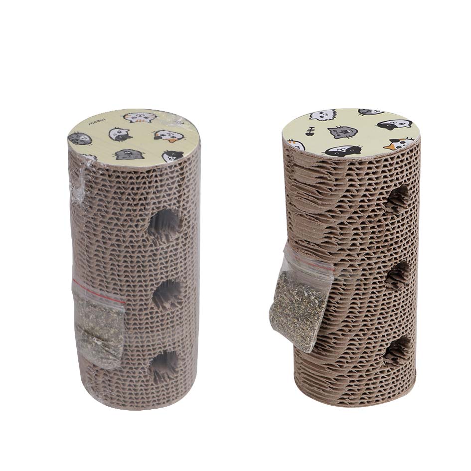 Когтеточка Eastland для кошек Бревна с тремя отверстиями и кошачьей мятой бумага 9х20 см