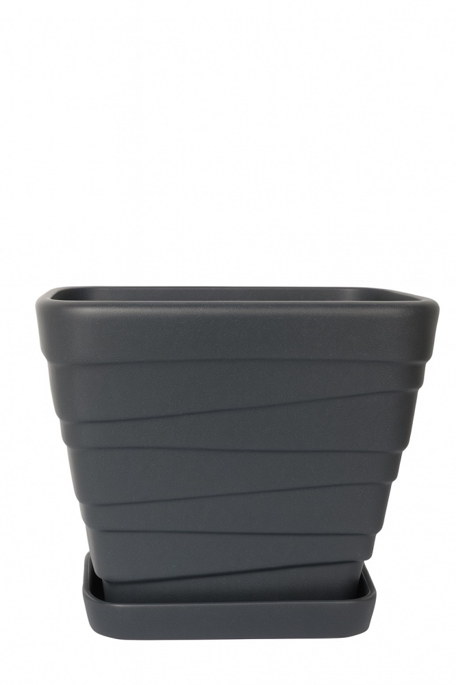 Горшок керамика Волна №1 квадратный черная крошка 15 л Ориана-Запорожкерамика