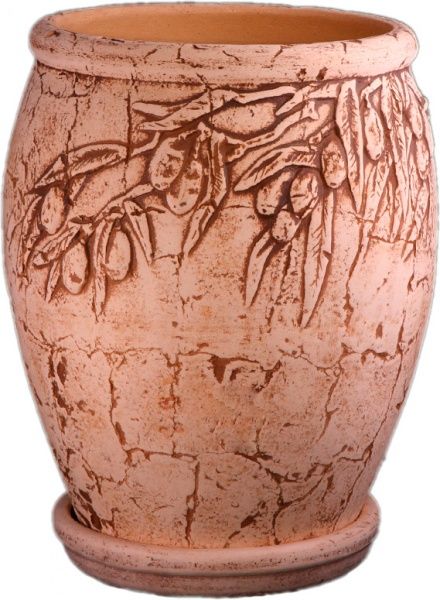 Горщик шамотний Оливка круглий 30л бежевий 