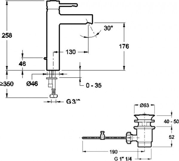 Смеситель для умывальника Jacob Delafon Cuff Е37303-СР