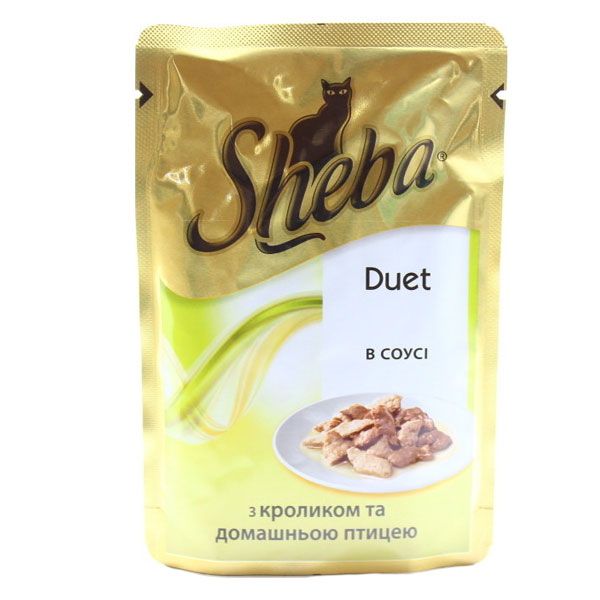 Корм Sheba Duet з кроликом і домашньою птицею в соусі 85 г