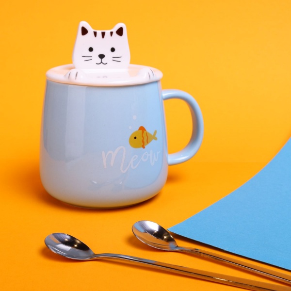 Чашка с крышкой Phone Break Blue 400 мл A0520-JZ20S08B Astera