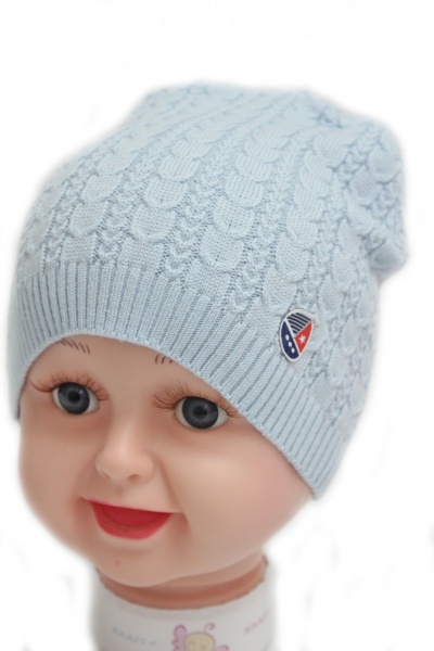 Шапочка дитяча для хлопчиків Kraft+ р.46-48 блакитний 1413 