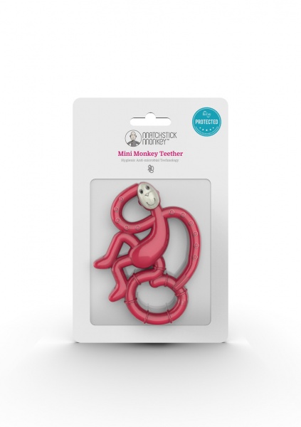 Прорезыватель Matchstick Monkey Обезьянка маленькая танцующая красная 10 см (MM-МMT-004)