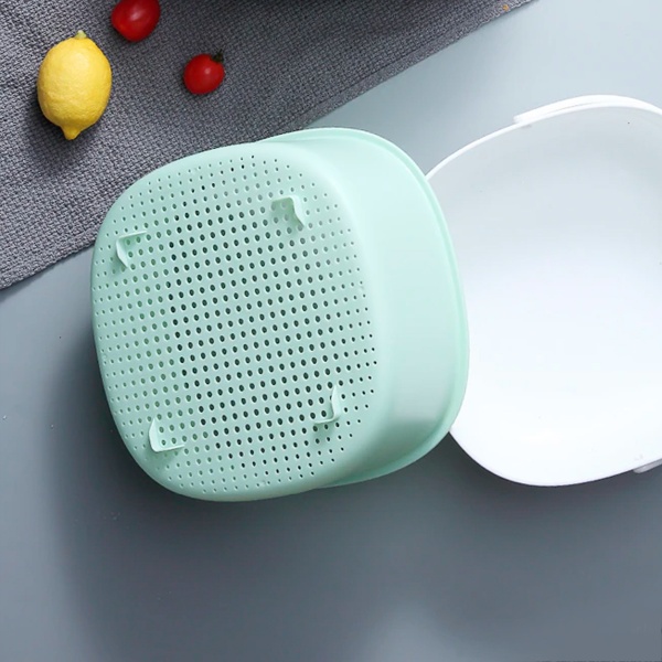 Дуршлаг с ручкой двухслойный KP-03 S WHITE/GREEN