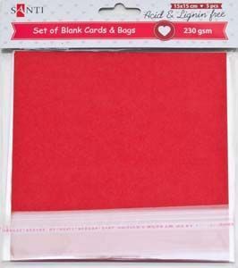 Набір заготовок для листівок 5 шт. 15x15 см червоний 230 г/м2 