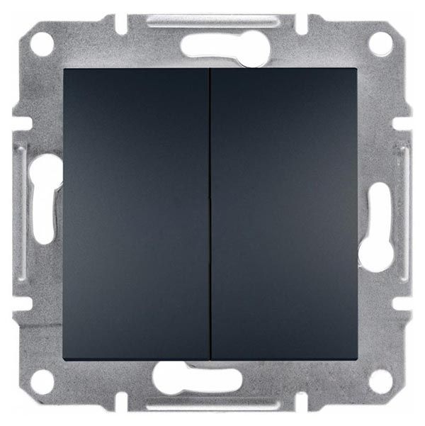 Выключатель двухклавишный Schneider Electric Asfora 10 А 220В IP20 антрацит EPH0300171