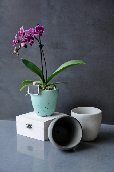 Кашпо декоративне Еllipsoid темно-сірий бетон