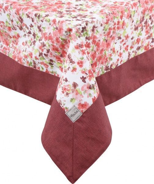 Скатерть с кантом Яркие цветы 136x180 см белый с бордовым La Nuit 