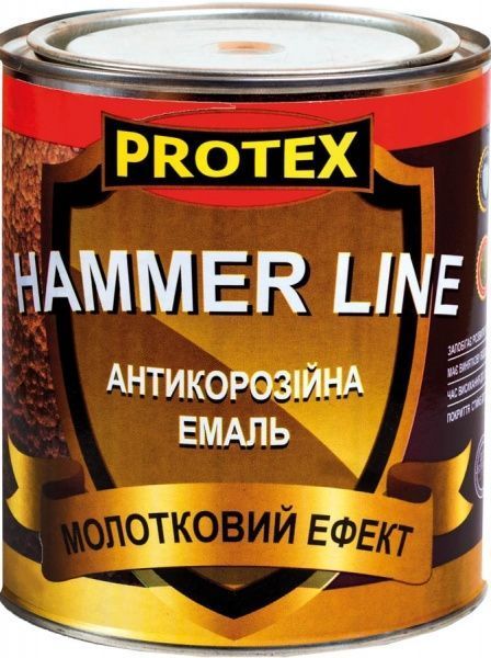 Емаль Protex антикорозійна молоткова Hammer Line чорний глянець 0,7л 0,75кг